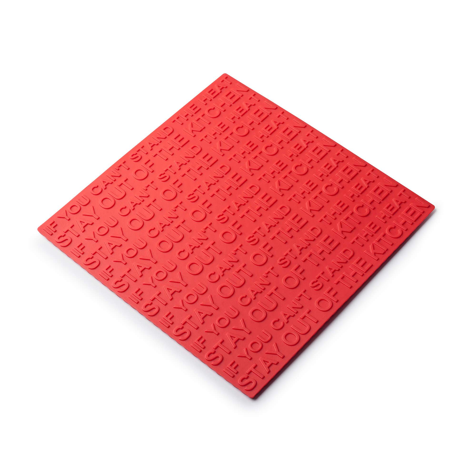 Zeal Silicone Square Hot Mat Trivet Print Design in Red