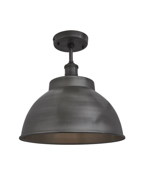 Brooklyn Flush Ceiling Light Dome Shade Large Pewter Shade Pewter Fitting