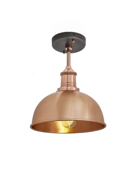 Brooklyn Flush Ceiling Light Dome Shade Small Copper Shade Copper Fitting