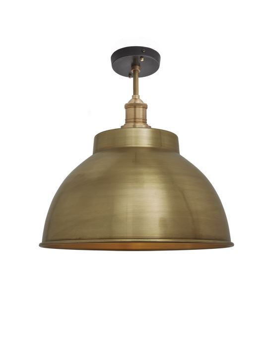 Brooklyn Flush Ceiling Light Dome Shade Large Brass Shade Brass Fitting