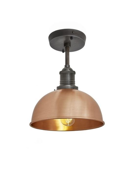 Brooklyn Flush Ceiling Light Dome Shade Small Copper Shade Pewter Fitting