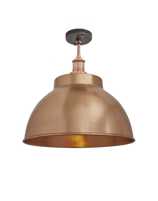 Brooklyn Flush Ceiling Light Dome Shade Large Copper Shade Copper Fitting