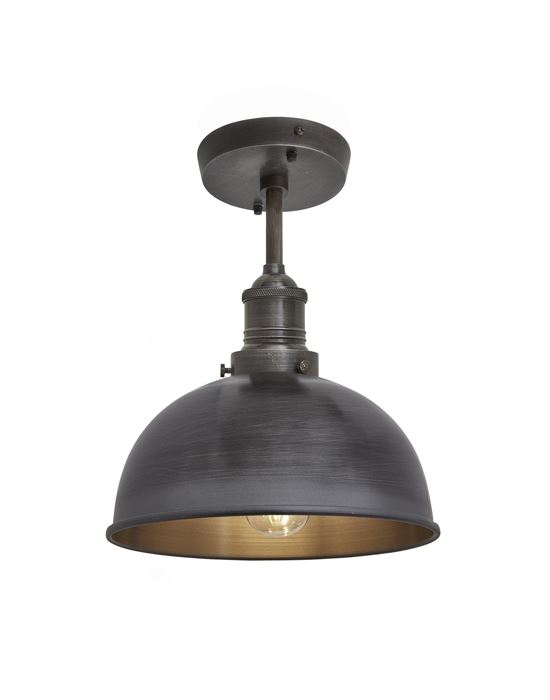 Brooklyn Flush Ceiling Light Dome Shade Small Pewter Shade Pewter Fitting