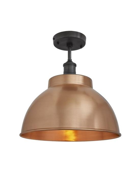Brooklyn Flush Ceiling Light Dome Shade Large Copper Shade Pewter Fitting