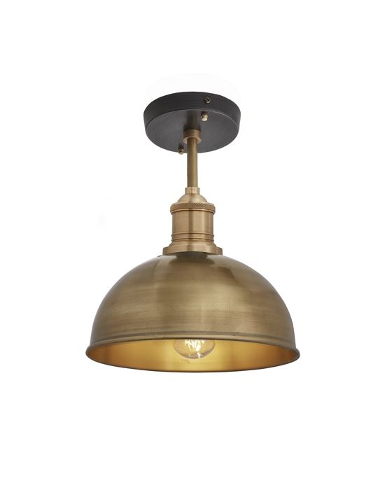 Brooklyn Flush Ceiling Light Dome Shade Small Brass Shade Brass Fitting
