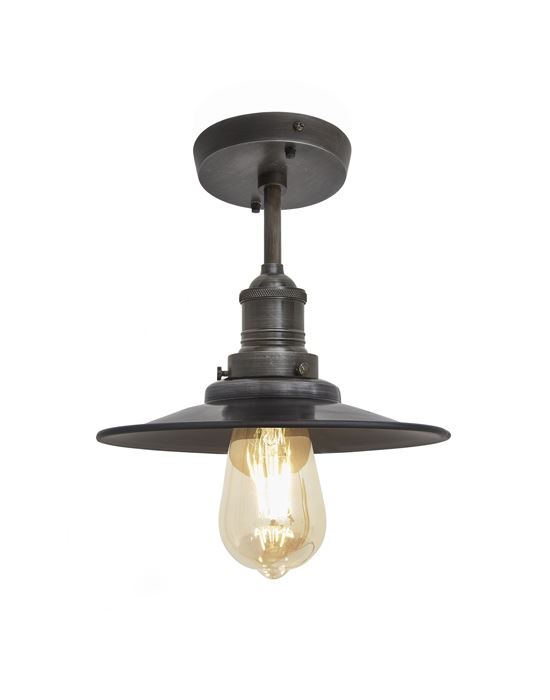 Brooklyn Flush Ceiling Light Flat Shade Small Pewter Shade Pewter Fitting