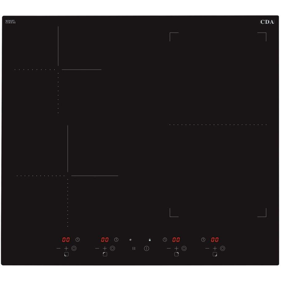 Cda Group Ltd Hn6732fr 4 Zone Induction Hob 1 Bridging Zone And 2 Individual Zones Slider Control