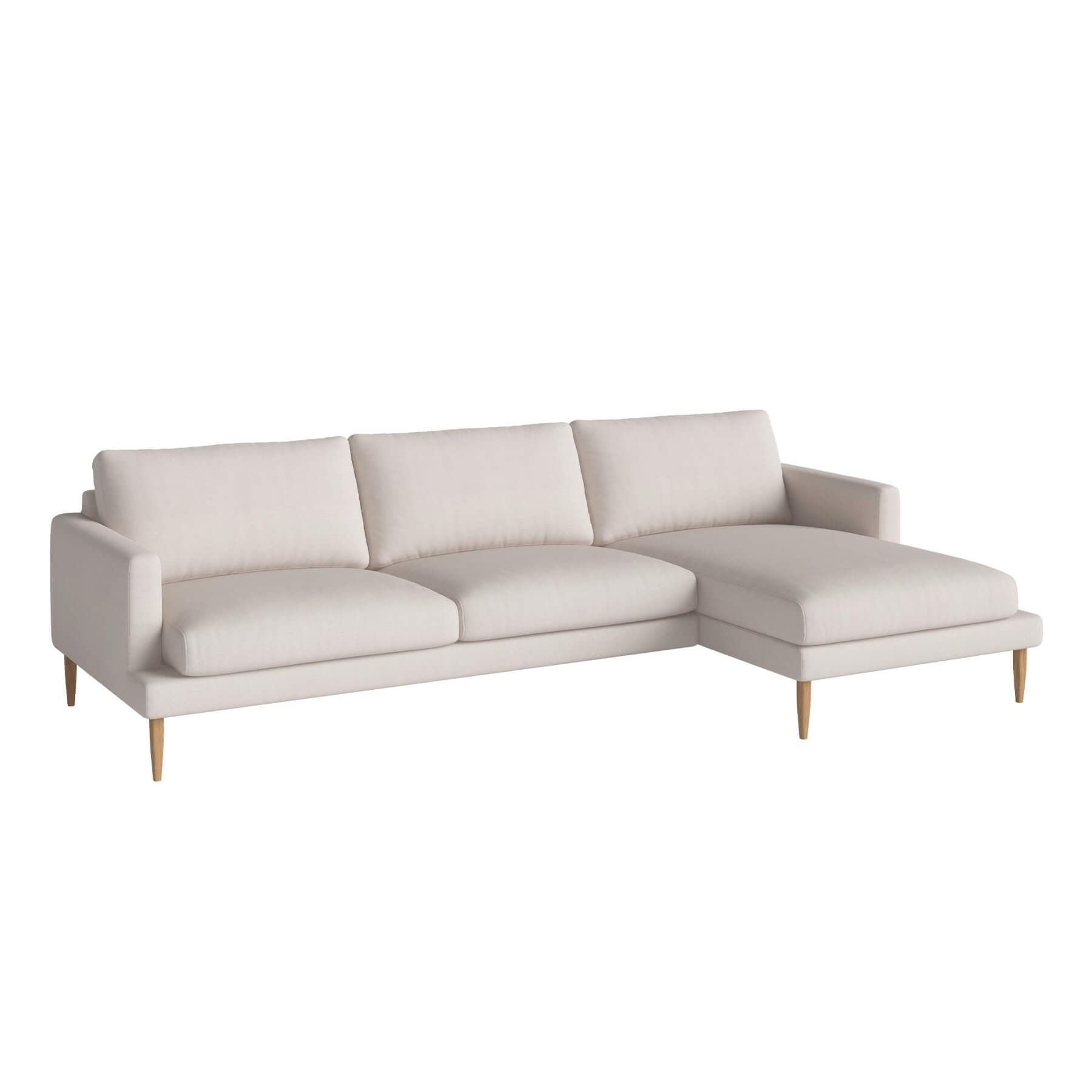 Bolia Veneda Sofa 35 Seater Sofa With Chaise Longue Oiled Oak Linea Beige Right Brown Designer Furniture From Holloways Of Ludlow