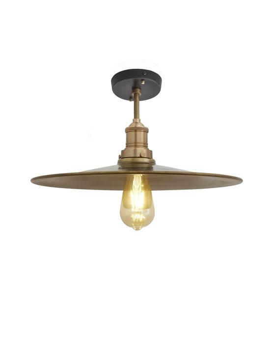 Brooklyn Flush Ceiling Light Flat Shade Large Brass Shade Brass Fitting