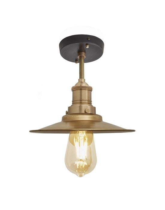 Brooklyn Flush Ceiling Light Flat Shade Small Brass Shade Brass Fitting