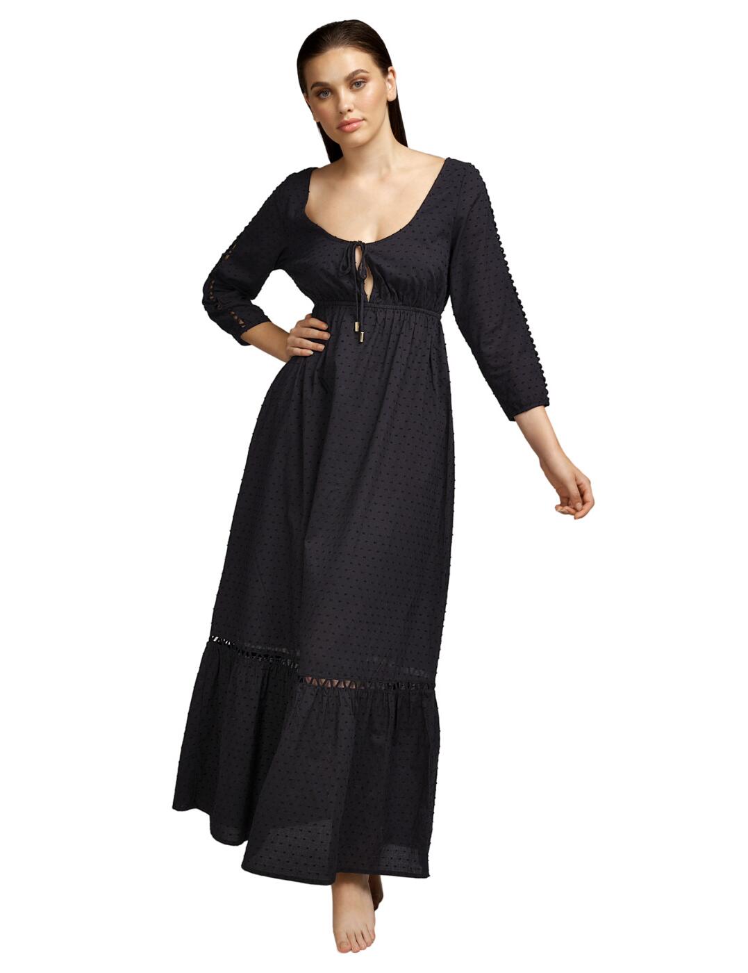 Feel sexy this season in Andres Sarda's Shelley collection! This gorgeous beach dress is the most luxurious addition to anyone's wardrobe. Features a beautiful deep scoop neckline adorned with tie detailing for a truly delectable boho summer vibe. Maxi length and a 3/4 sleeve for premium comfort for your next beach party. Also features openwork edging on the sleeve and bottom for a chic but casual look. Airy and soft this beach dress would look perfect layered over any bikini set.  Maxi beach dress Floaty and airy feel Openwork edging on the sleeves and bottom Ties at the bust for a sexy look 3/4 length sleeves Deep Scoop neckline to show off your decolletage Elasticated waist to cinch you in Country of origin: India Composition: 100% Cotton  Listed in UK sizes  54724-97596-1266108 3410370 Beach Dress