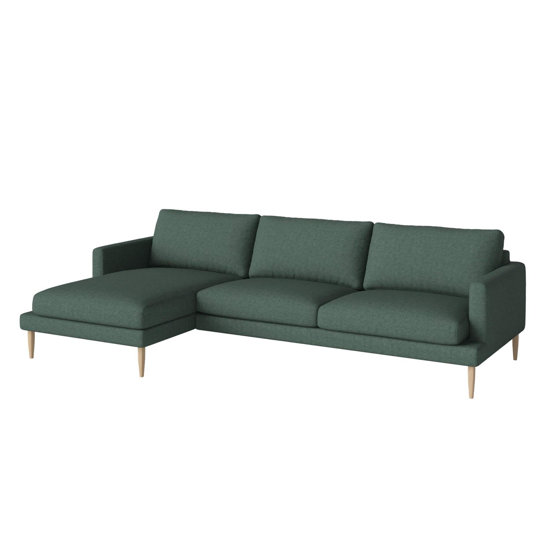 Bolia Veneda Sofa 35 Seater Sofa With Chaise Longue White Oiled Oak Qual Sea Green Left Green Designer Furniture From Holloways Of Ludlow