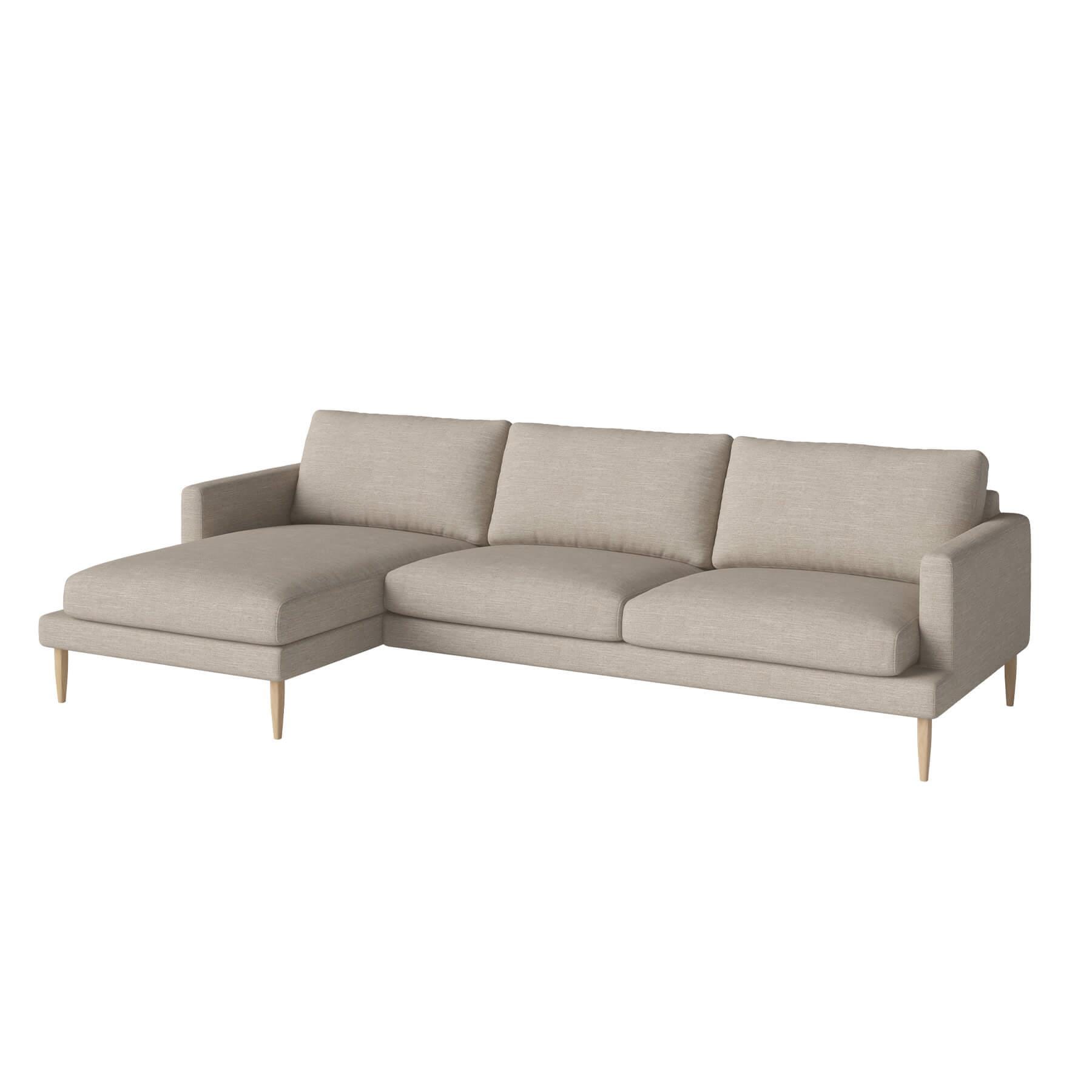 Bolia Veneda Sofa 35 Seater Sofa With Chaise Longue White Oiled Oak Baize Sand Left Brown Designer Furniture From Holloways Of Ludlow