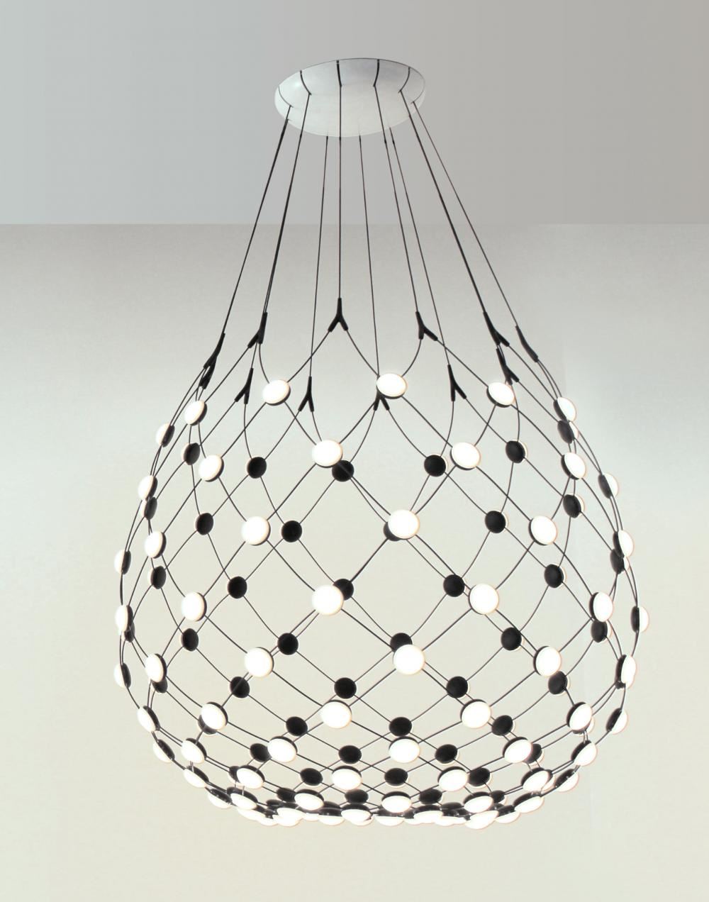 Luceplan Mesh Wireless Pendant Large 1 Meter Black Designer Pendant Lighting