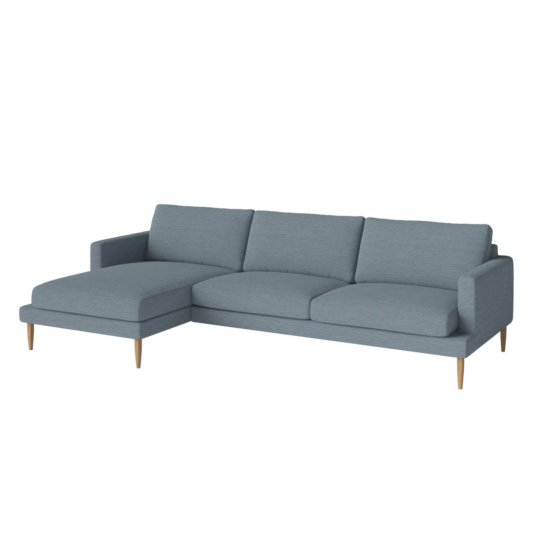 Bolia Veneda Sofa 35 Seater Sofa With Chaise Longue Oiled Oak Laine Light Blue Left Blue Designer Furniture From Holloways Of Ludlow