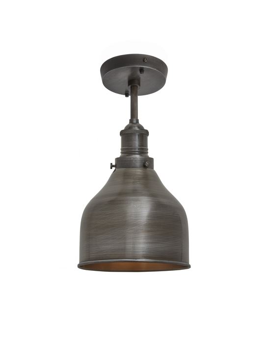 Brooklyn Flush Ceiling Light Cone Shade Small Pewter Shade Pewter Fitting