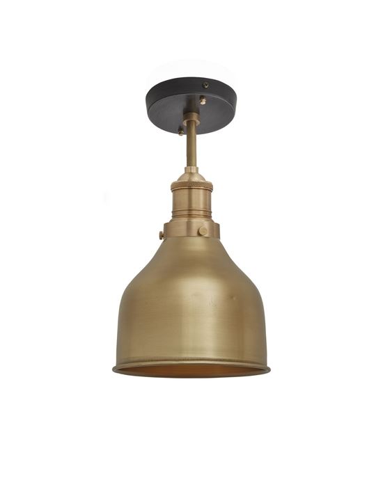 Brooklyn Flush Ceiling Light Cone Shade Small Brass Shade Brass Fitting