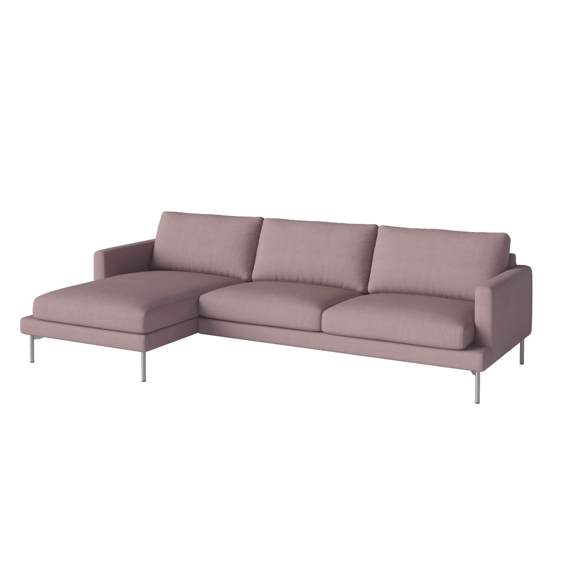 Bolia Veneda Sofa 35 Seater Sofa With Chaise Longue Brushed Steel Linea Rosa Left Pink Designer Furniture From Holloways Of Ludlow