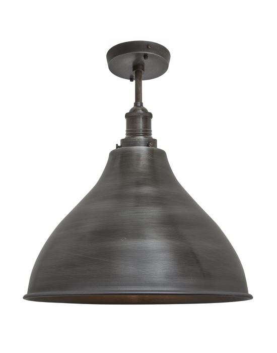 Brooklyn Flush Ceiling Light Cone Shade Large Pewter Shade Pewter Fitting