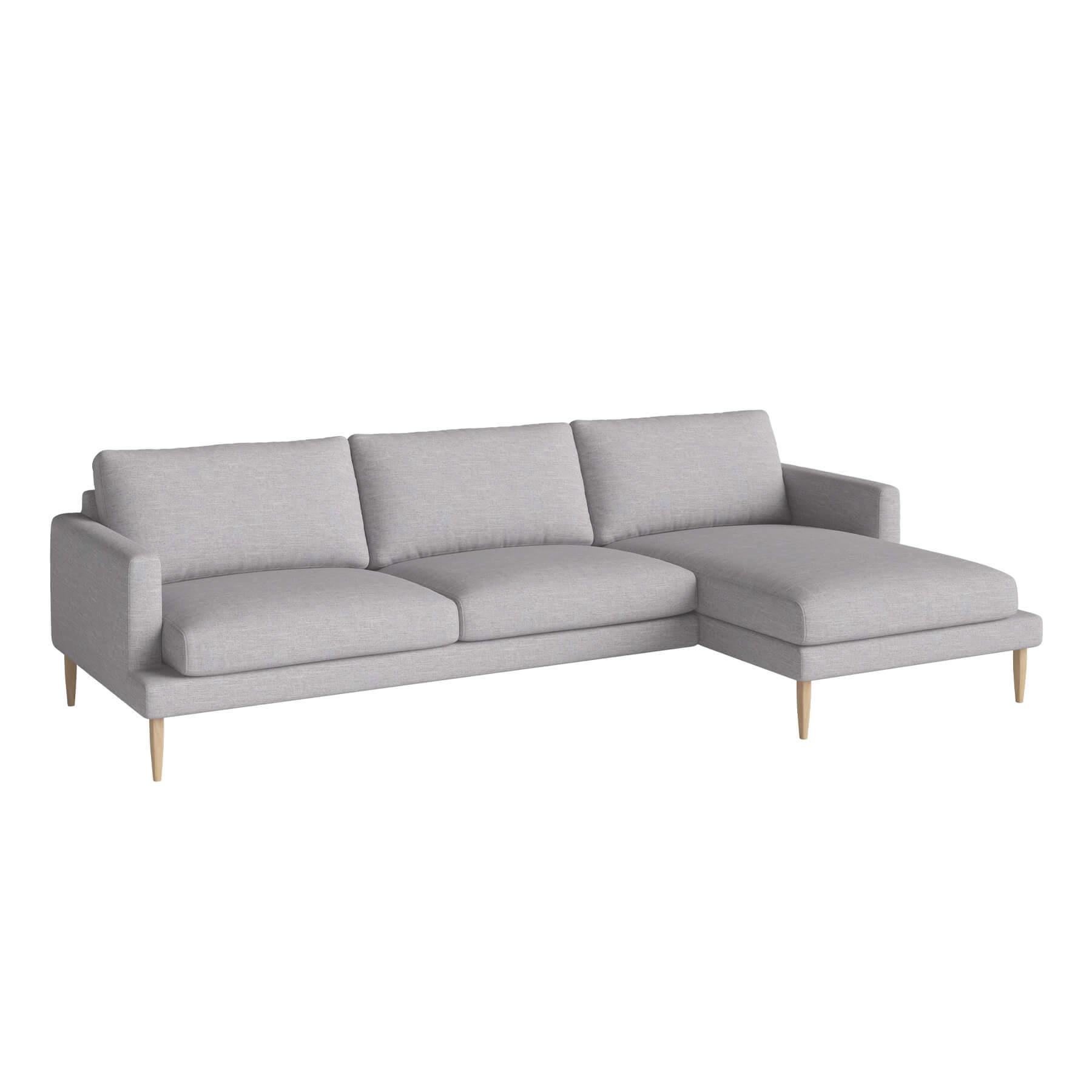 Bolia Veneda Sofa 35 Seater Sofa With Chaise Longue White Oiled Oak Baize Light Grey Right Grey Designer Furniture From Holloways Of Ludlow