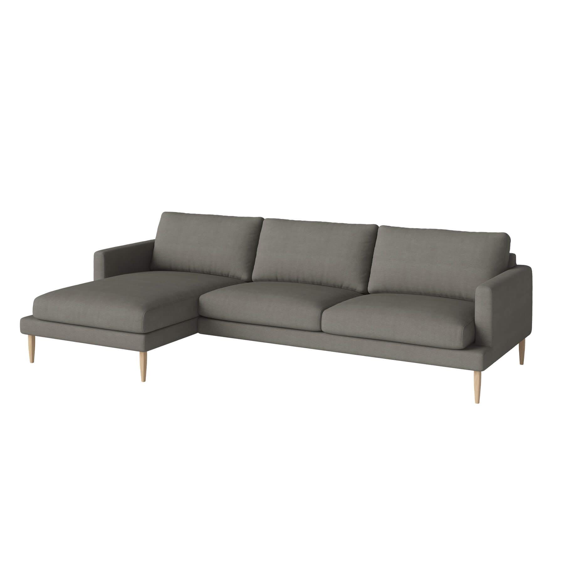 Bolia Veneda Sofa 35 Seater Sofa With Chaise Longue White Oiled Oak Linea Grey Brown Left Designer Furniture From Holloways Of Ludlow