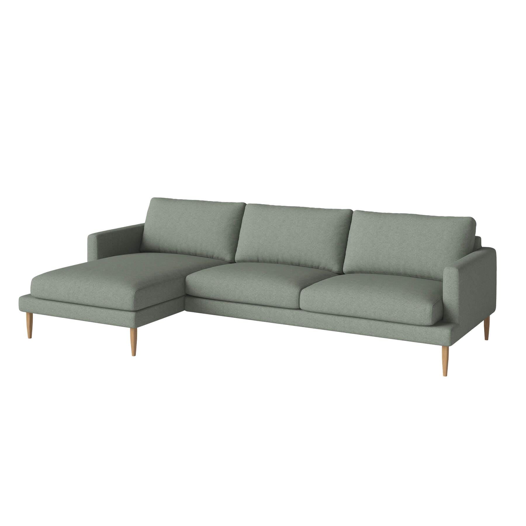 Bolia Veneda Sofa 35 Seater Sofa With Chaise Longue Oiled Oak Qual Green Left Green Designer Furniture From Holloways Of Ludlow