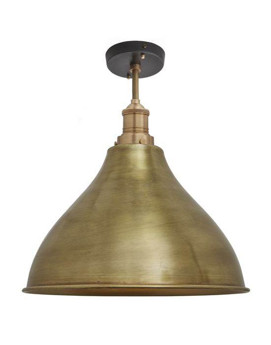 Brooklyn Flush Ceiling Light Cone Shade Large Brass Shade Brass Fitting