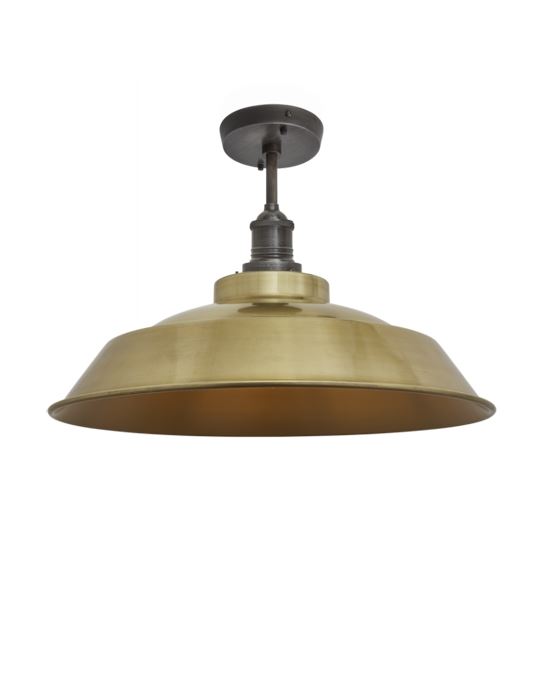 Brooklyn Flush Ceiling Light Step Shade Small Brass Shade Pewter Fitting