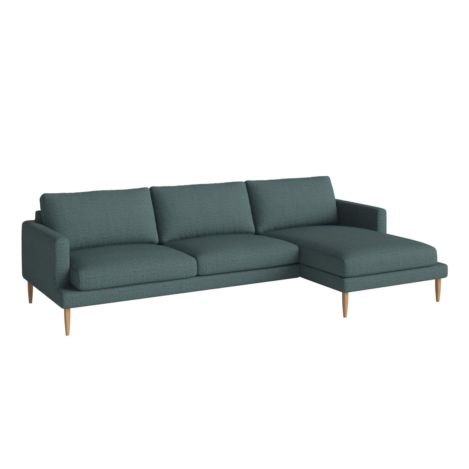 Bolia Veneda Sofa 35 Seater Sofa With Chaise Longue Oiled Oak London Sea Green Right Green Designer Furniture From Holloways Of Ludlow