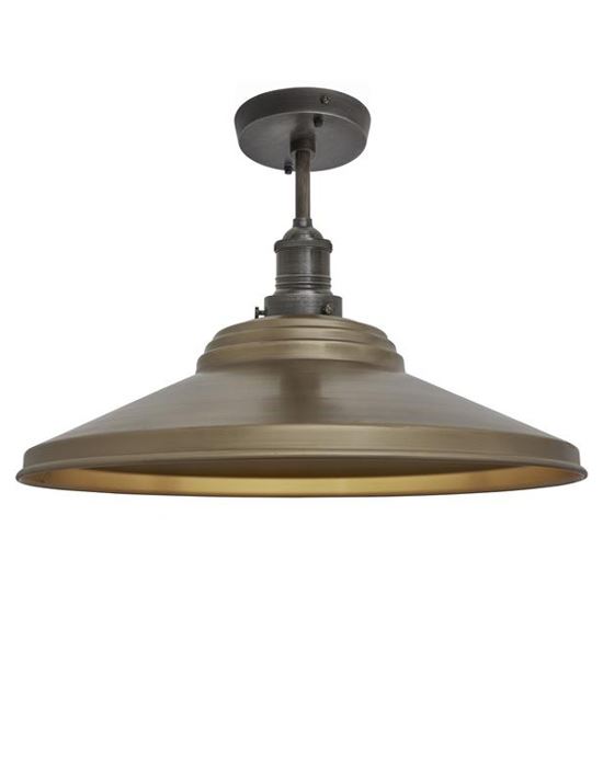 Brooklyn Flush Ceiling Light Step Shade Large Brass Shade Pewter Fitting
