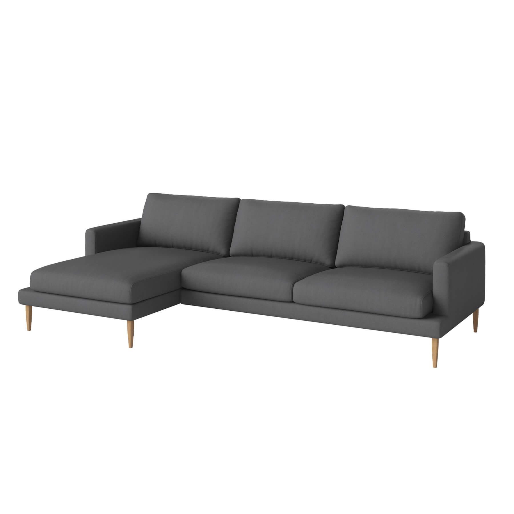 Bolia Veneda Sofa 35 Seater Sofa With Chaise Longue Oiled Oak Gaja Dark Grey Left Grey Designer Furniture From Holloways Of Ludlow