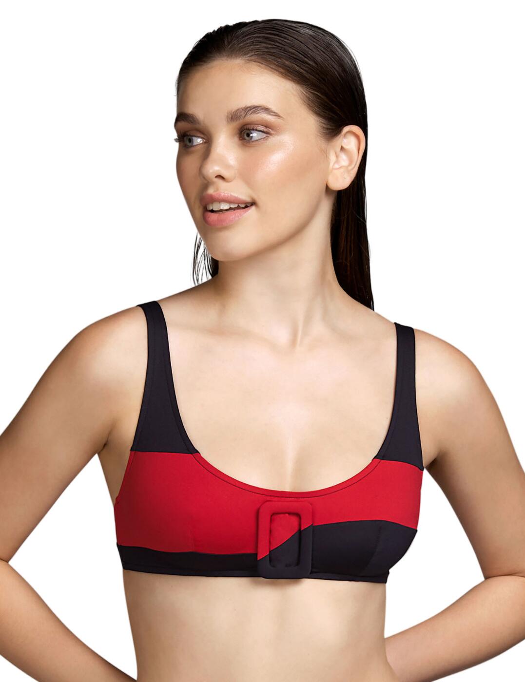 When you want to comfortably spend time at the beach without sacrificing a stylish look, try the Beauvoir collection from the luxurious Andres Sarda. This bikini top is non-wired and non-padded, giving you a natural shape and a comfortable feel. The deep scoop-style neckline effortlessly flatters your chest. The multiway shoulder straps can be worn in a traditional style or as a halterneck - you chose which suits you better. This piece features a trendy asymmetric double-coloured design with chic buckle detail in the centre, giving you a look that is not easily forgotten.  Deep scoop-style neckline Trendy buckle detail Multiway shoulder straps Swimwear clip back fastening Non-padded and non-wired Matching coordinates available Care: Hand wash Country of origin: Tunisia Composition: 90% Polyamide &pipe; 10% Elastane Listed in UK sizes  54765-97646-1266485 3410723 Halter Bikini Top