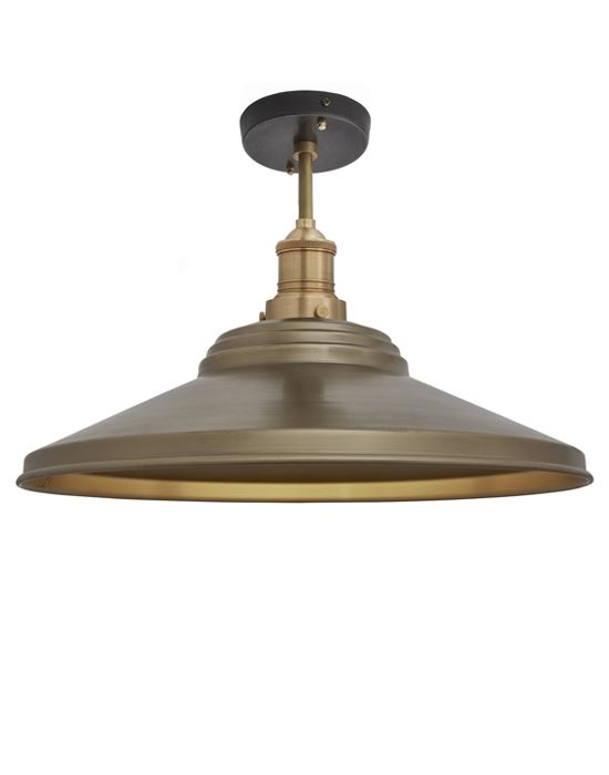 Brooklyn Flush Ceiling Light Step Shade Large Brass Shade Brass Fitting