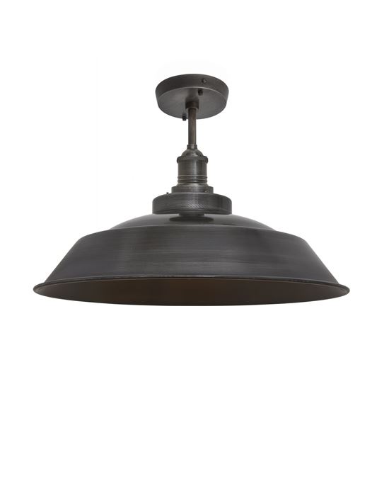 Brooklyn Flush Ceiling Light Step Shade Small Pewter Shade Pewter Fitting