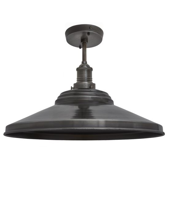 Brooklyn Flush Ceiling Light Step Shade Large Pewter Shade Pewter Fitting