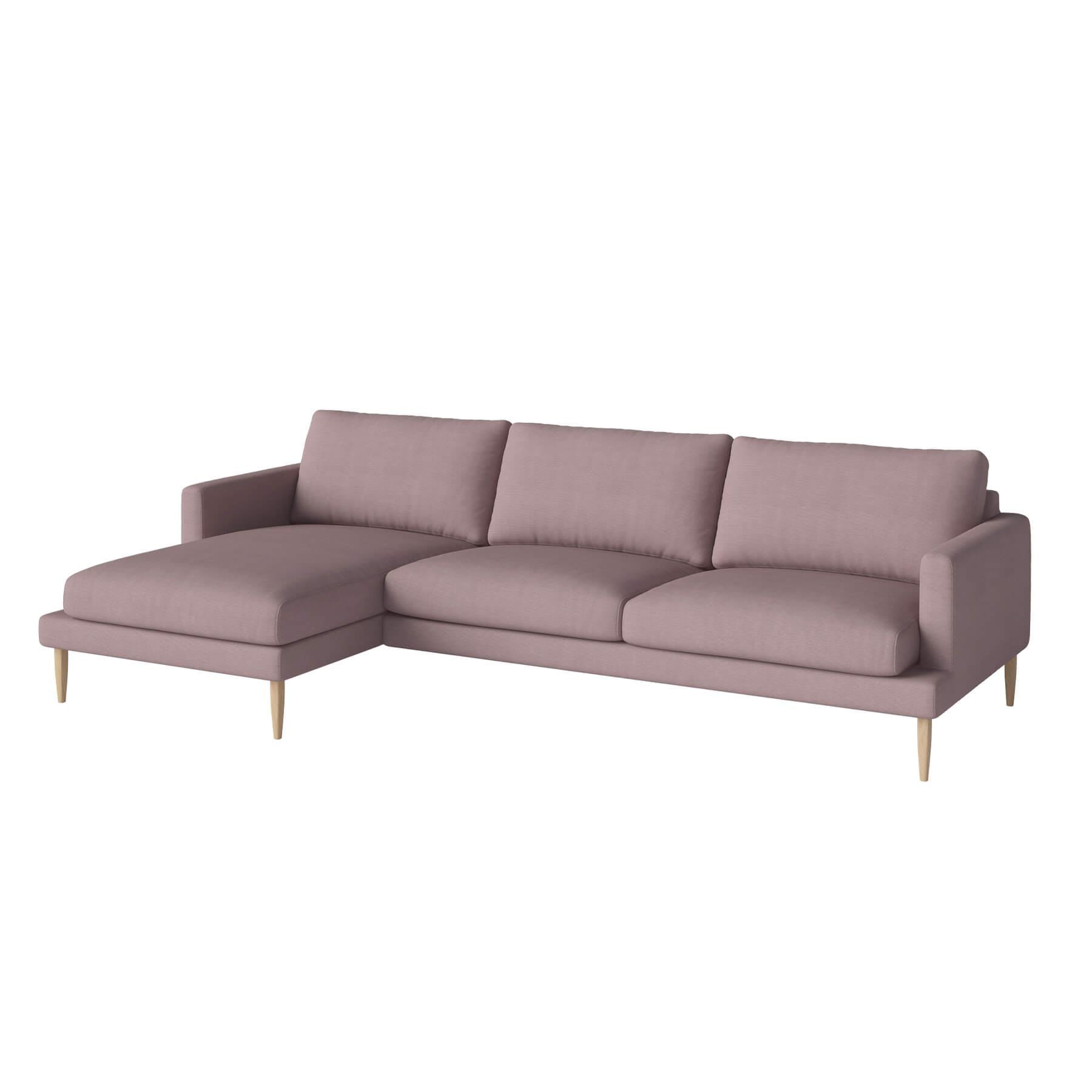 Bolia Veneda Sofa 35 Seater Sofa With Chaise Longue White Oiled Oak Linea Rosa Left Pink Designer Furniture From Holloways Of Ludlow