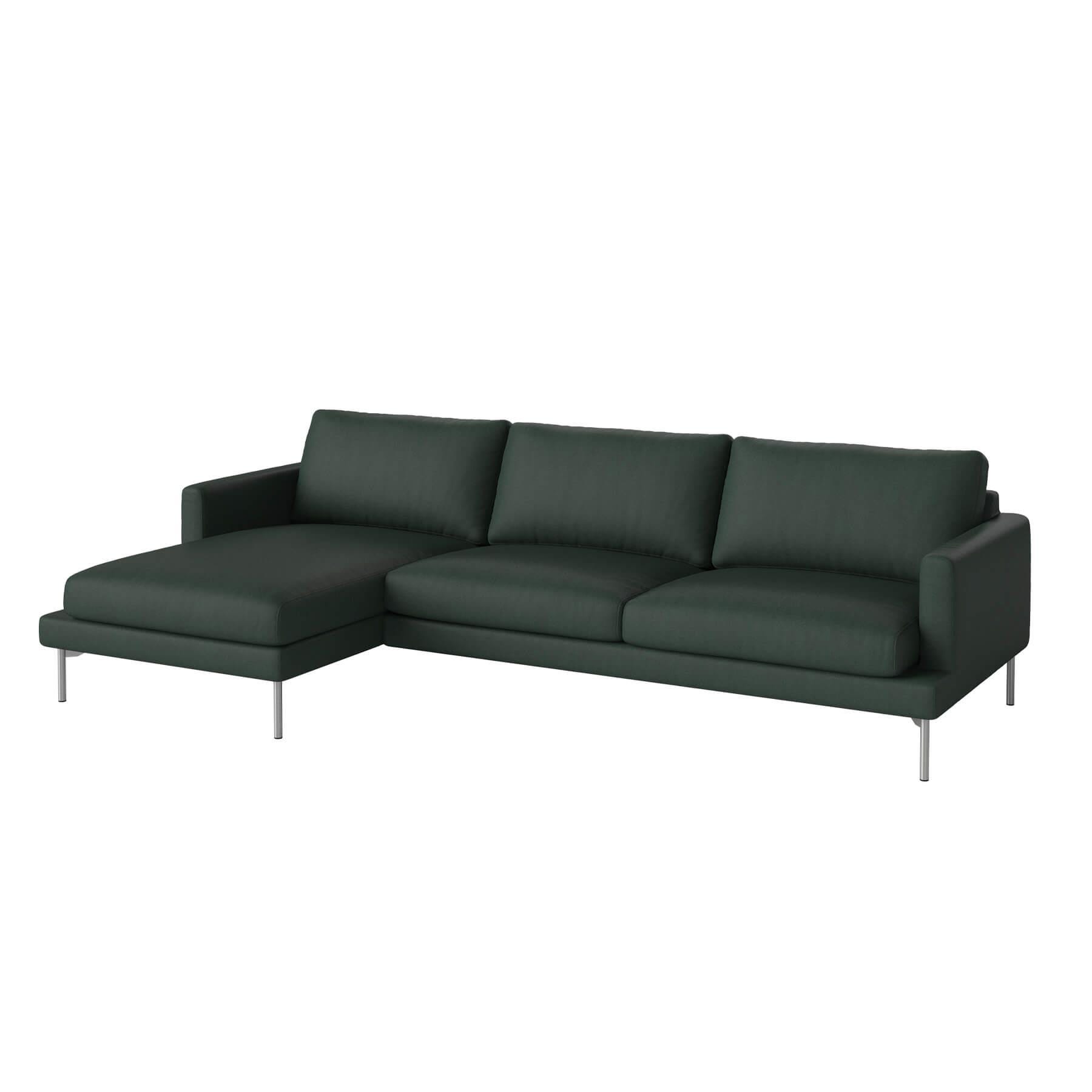 Bolia Veneda Sofa 35 Seater Sofa With Chaise Longue Brushed Steel Gaja Dark Green Left Green Designer Furniture From Holloways Of Ludlow