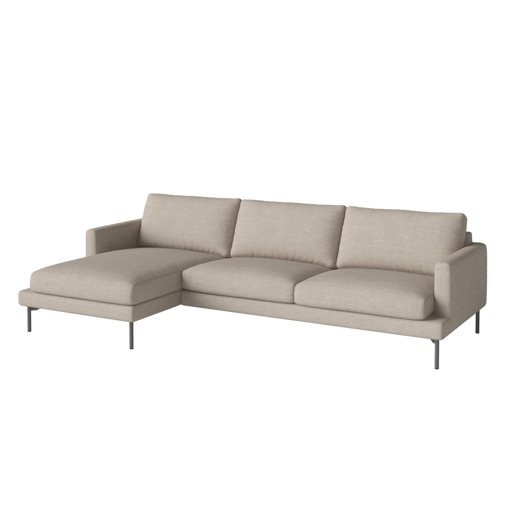 Bolia Veneda Sofa 35 Seater Sofa With Chaise Longue Grey Laquered Steel Baize Sand Left Brown Designer Furniture From Holloways Of Ludlow