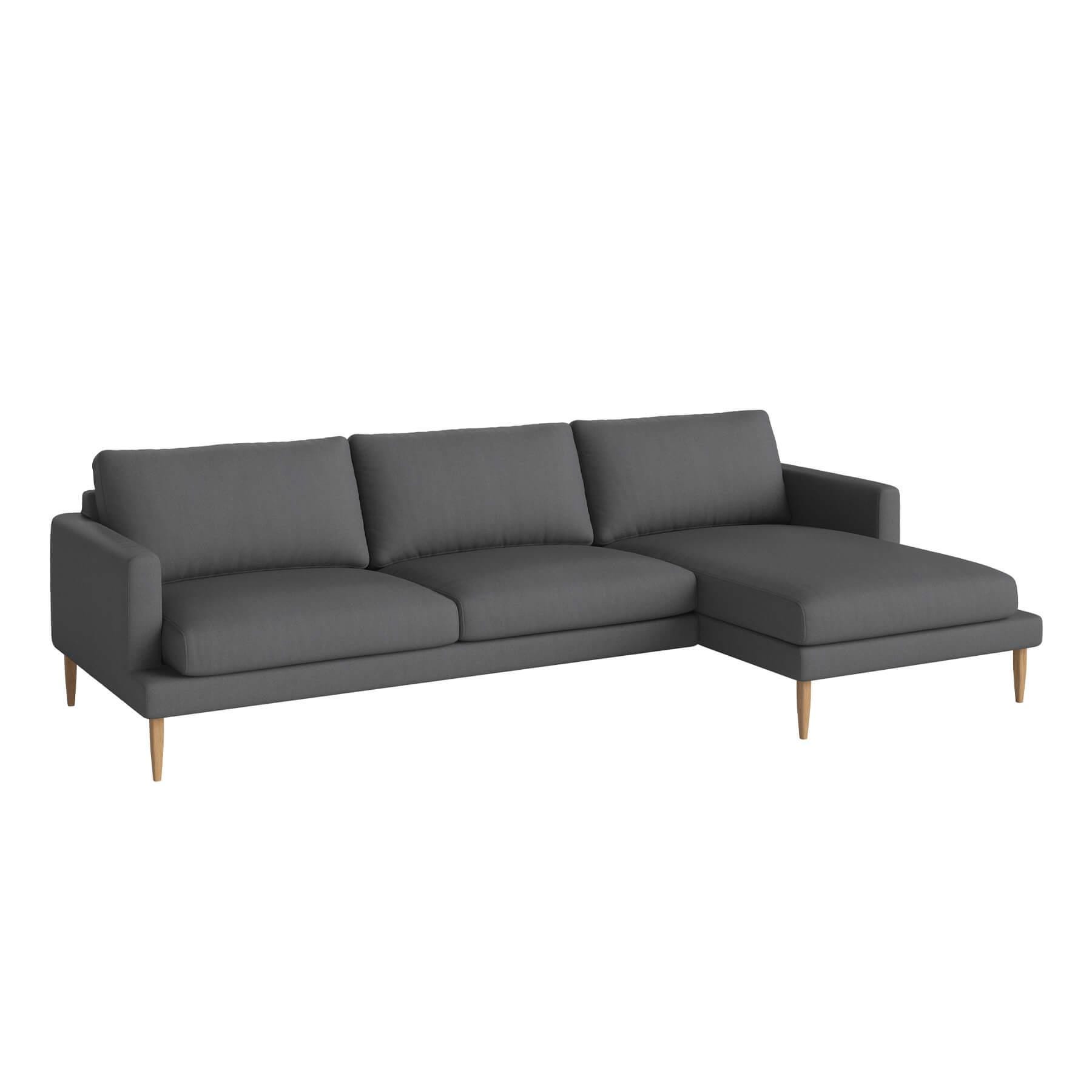 Bolia Veneda Sofa 35 Seater Sofa With Chaise Longue Oiled Oak Gaja Dark Grey Right Grey Designer Furniture From Holloways Of Ludlow