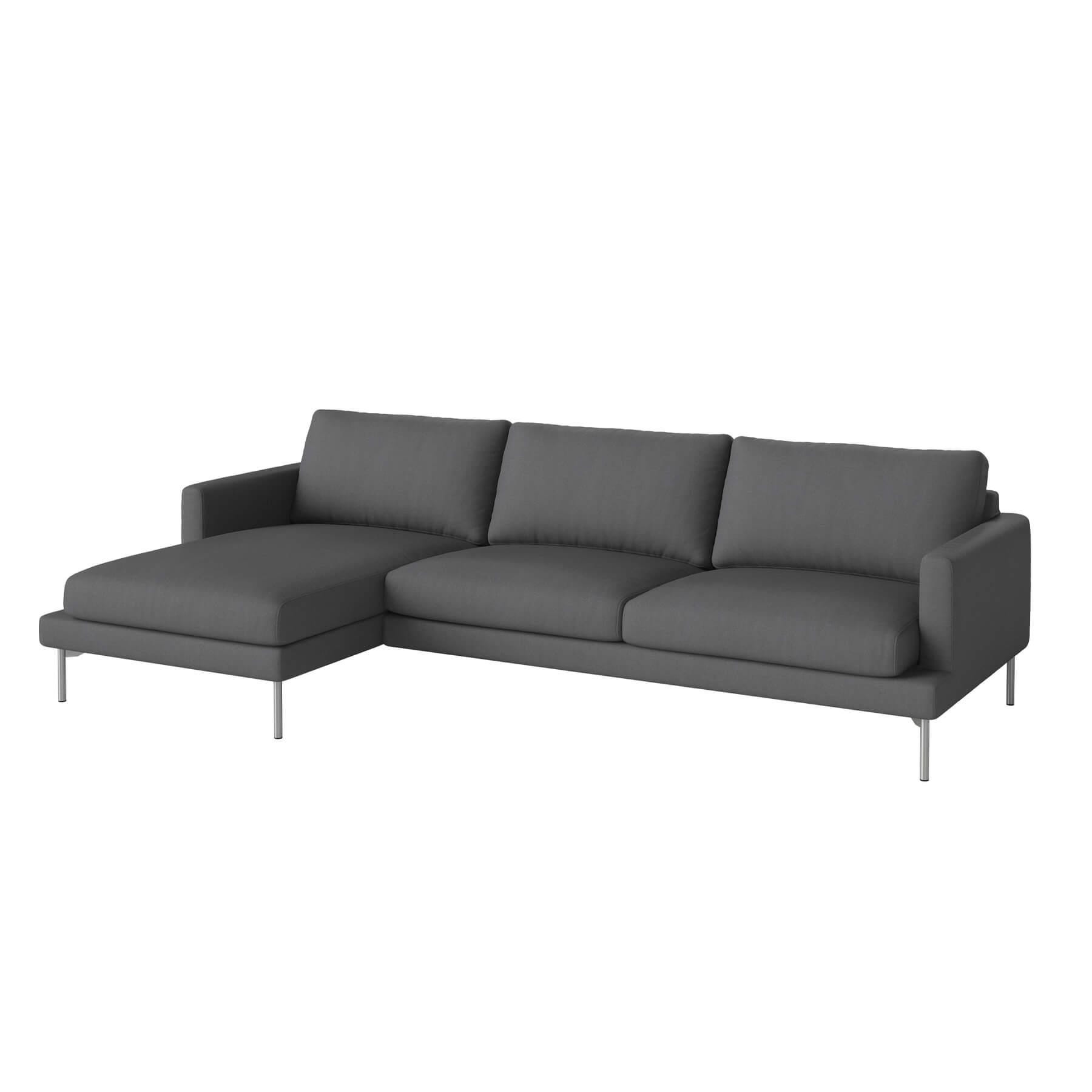 Bolia Veneda Sofa 35 Seater Sofa With Chaise Longue Brushed Steel Gaja Dark Grey Left Grey Designer Furniture From Holloways Of Ludlow