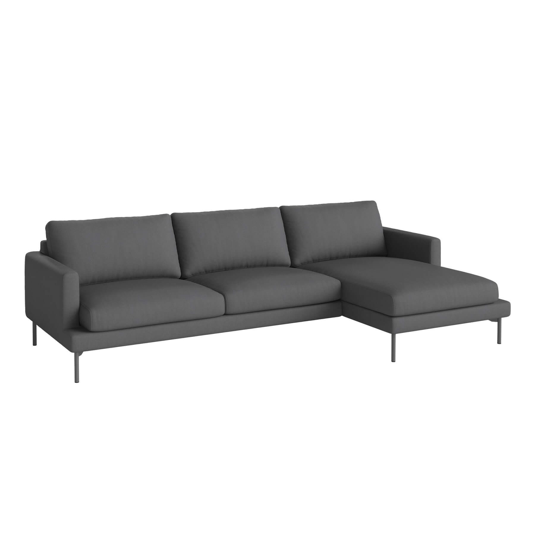 Bolia Veneda Sofa 35 Seater Sofa With Chaise Longue Grey Laquered Steel Gaja Dark Grey Right Designer Furniture From Holloways Of Ludlow