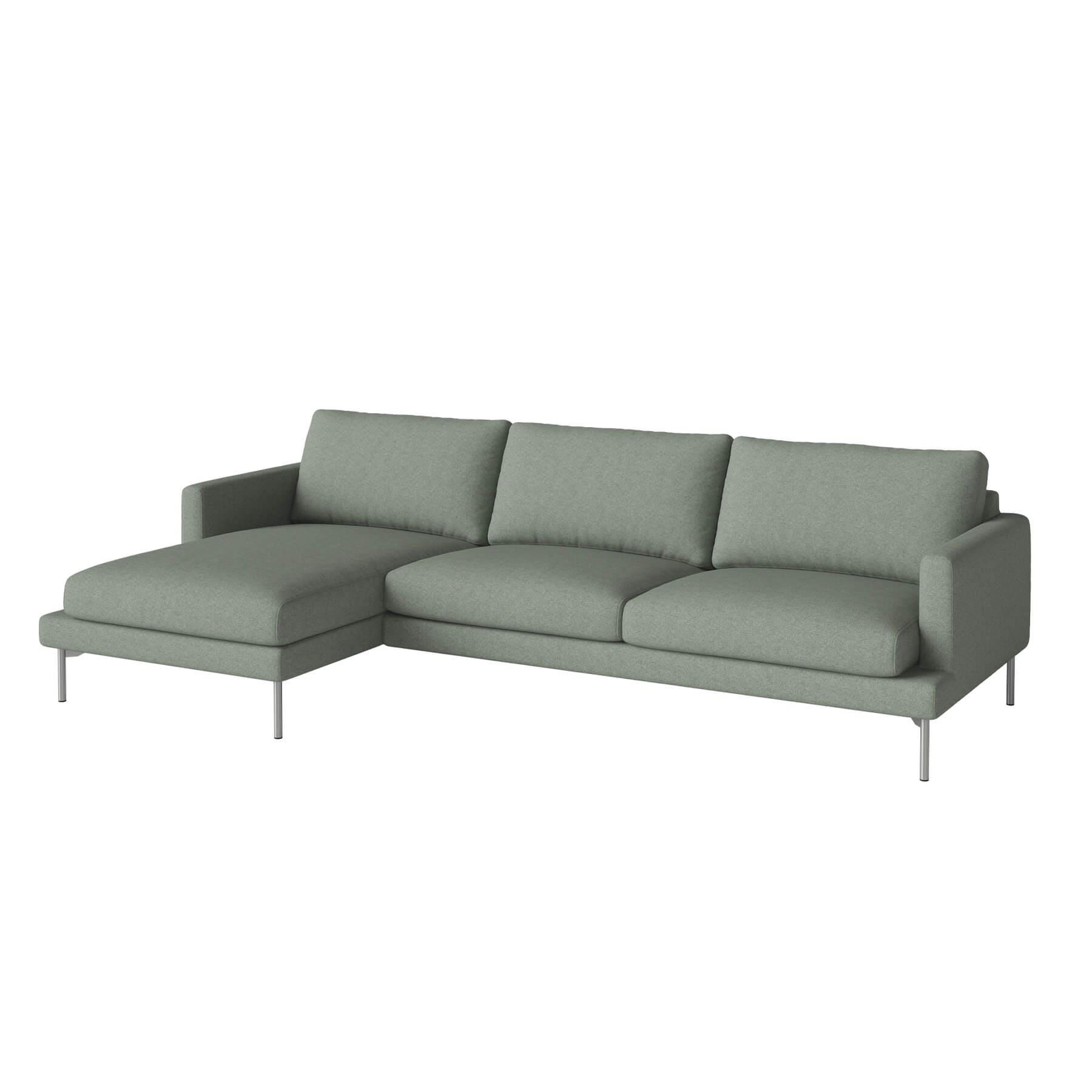 Bolia Veneda Sofa 35 Seater Sofa With Chaise Longue Brushed Steel Qual Green Left Green Designer Furniture From Holloways Of Ludlow