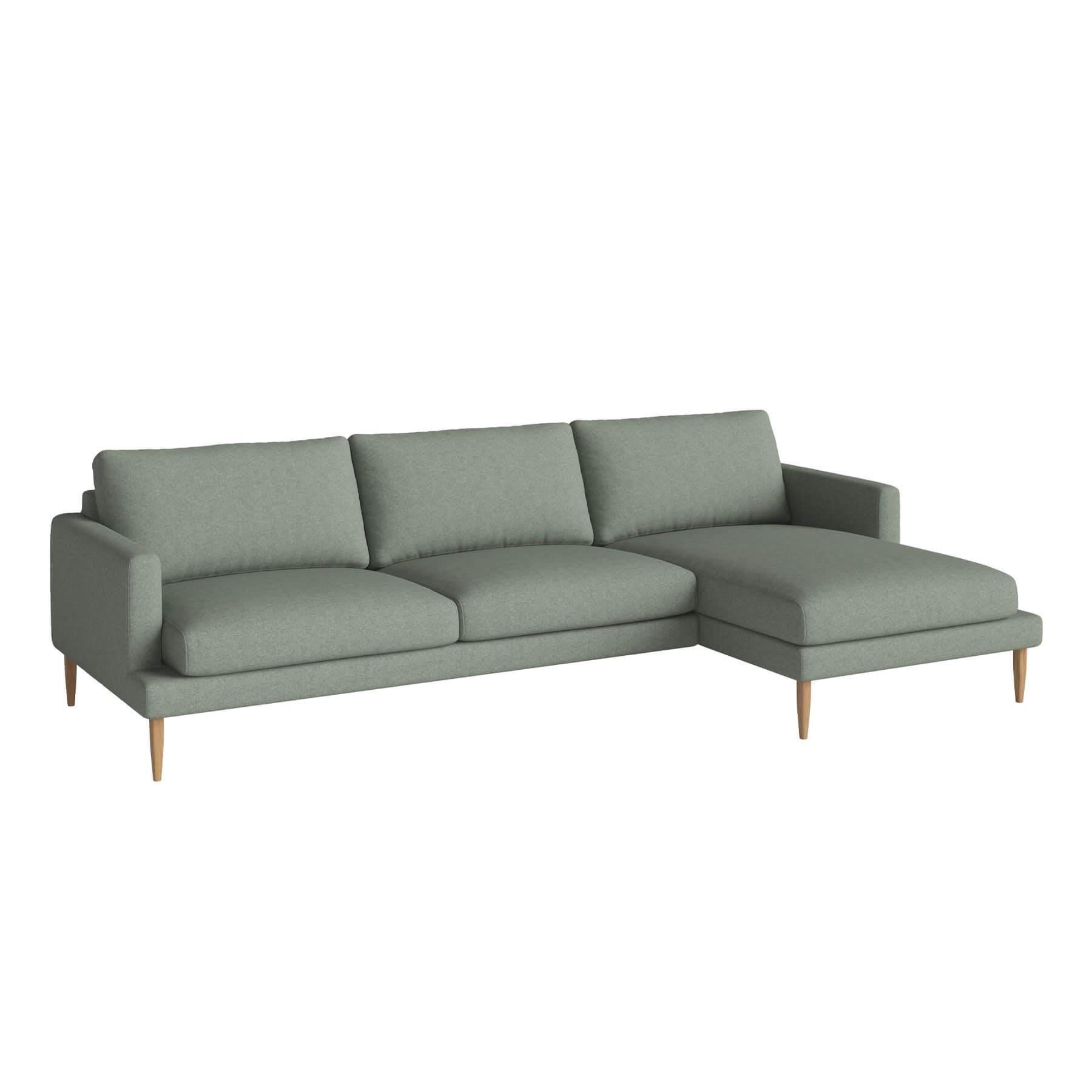 Bolia Veneda Sofa 35 Seater Sofa With Chaise Longue Oiled Oak Qual Green Right Green Designer Furniture From Holloways Of Ludlow