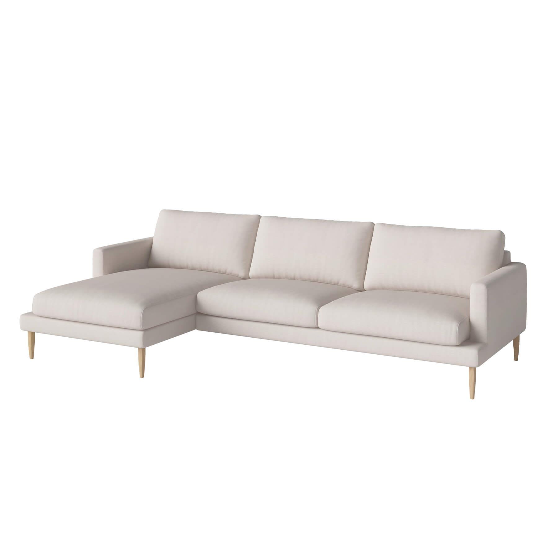 Bolia Veneda Sofa 35 Seater Sofa With Chaise Longue White Oiled Oak Linea Beige Left Brown Designer Furniture From Holloways Of Ludlow