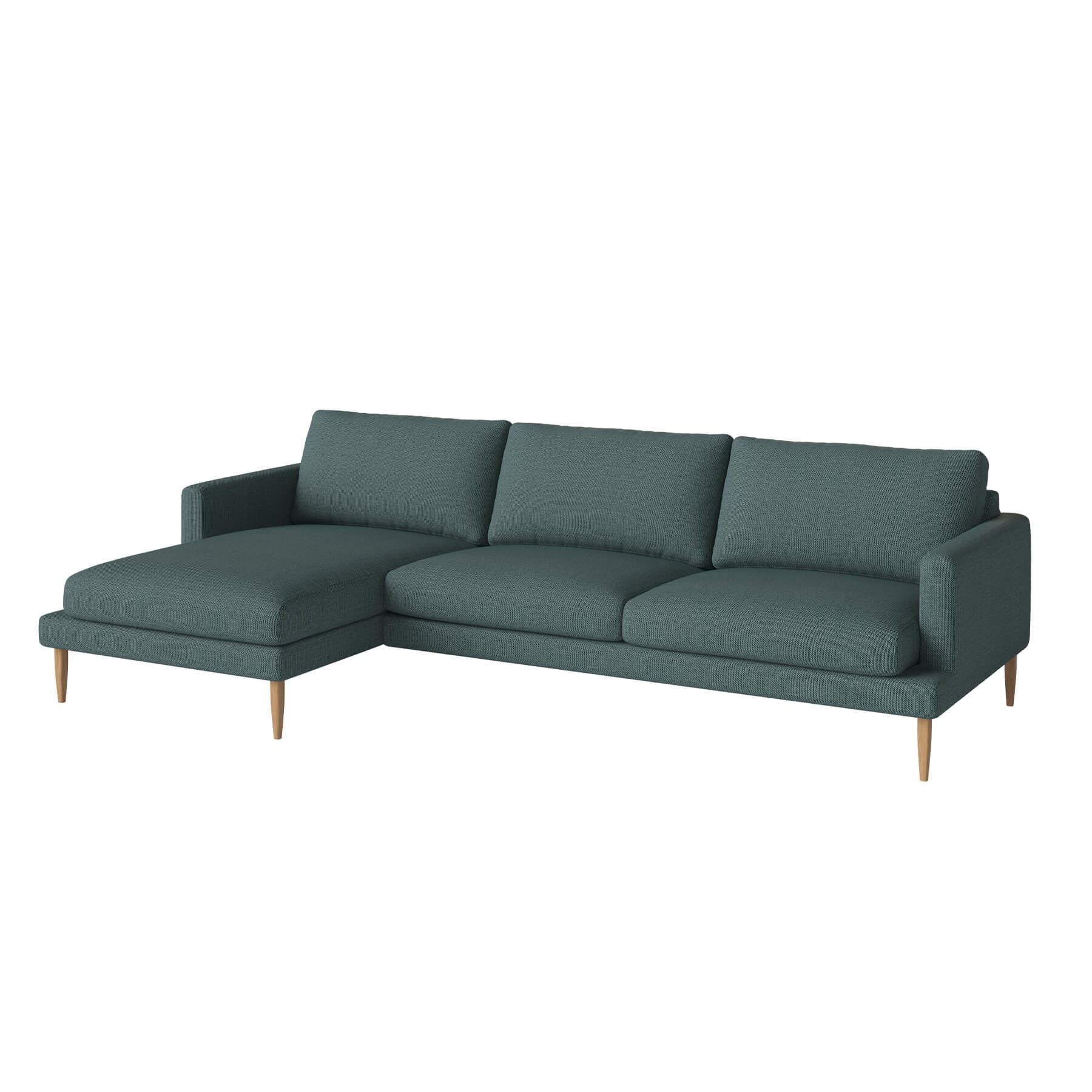 Bolia Veneda Sofa 35 Seater Sofa With Chaise Longue Oiled Oak London Sea Green Left Green Designer Furniture From Holloways Of Ludlow