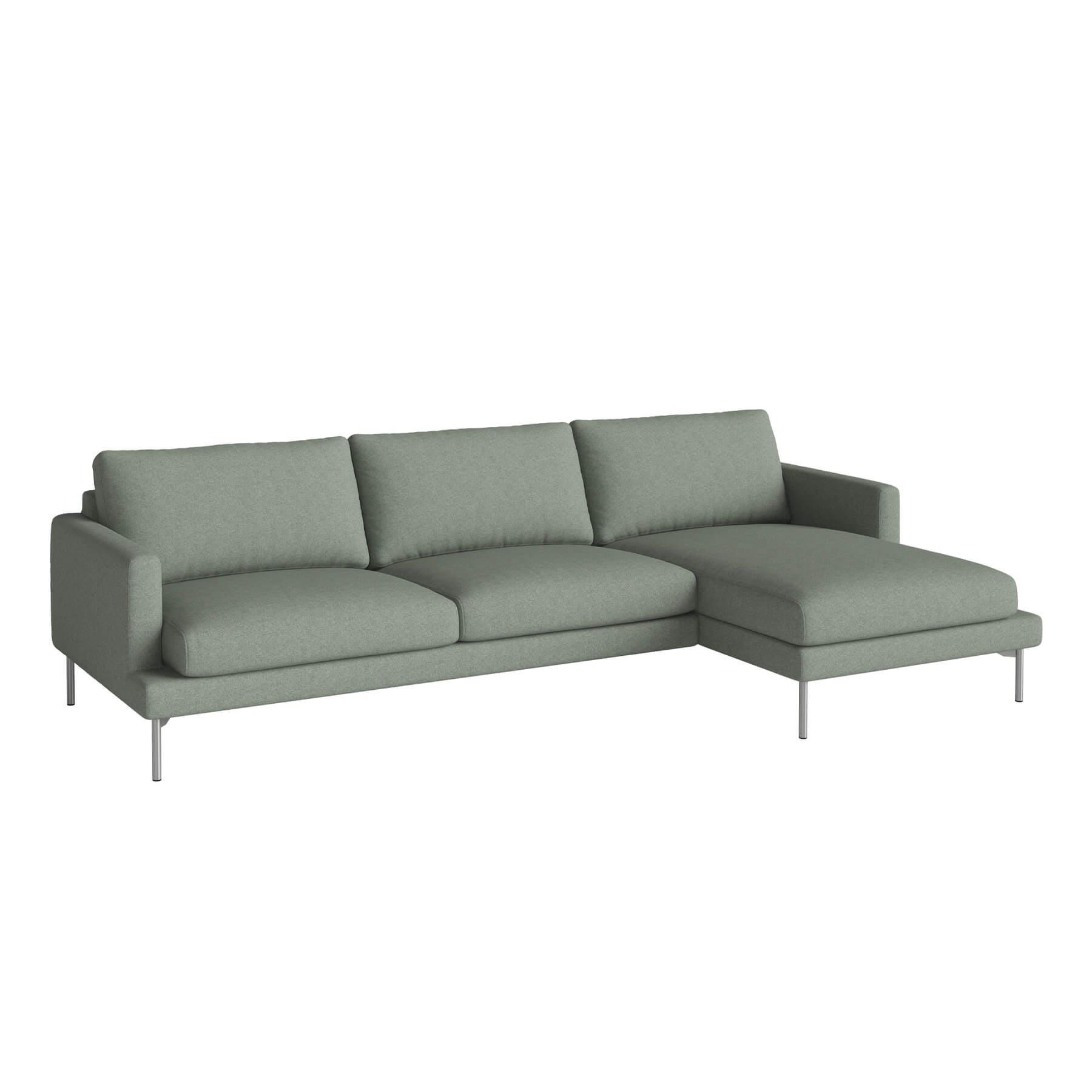 Bolia Veneda Sofa 35 Seater Sofa With Chaise Longue Brushed Steel Qual Green Right Green Designer Furniture From Holloways Of Ludlow