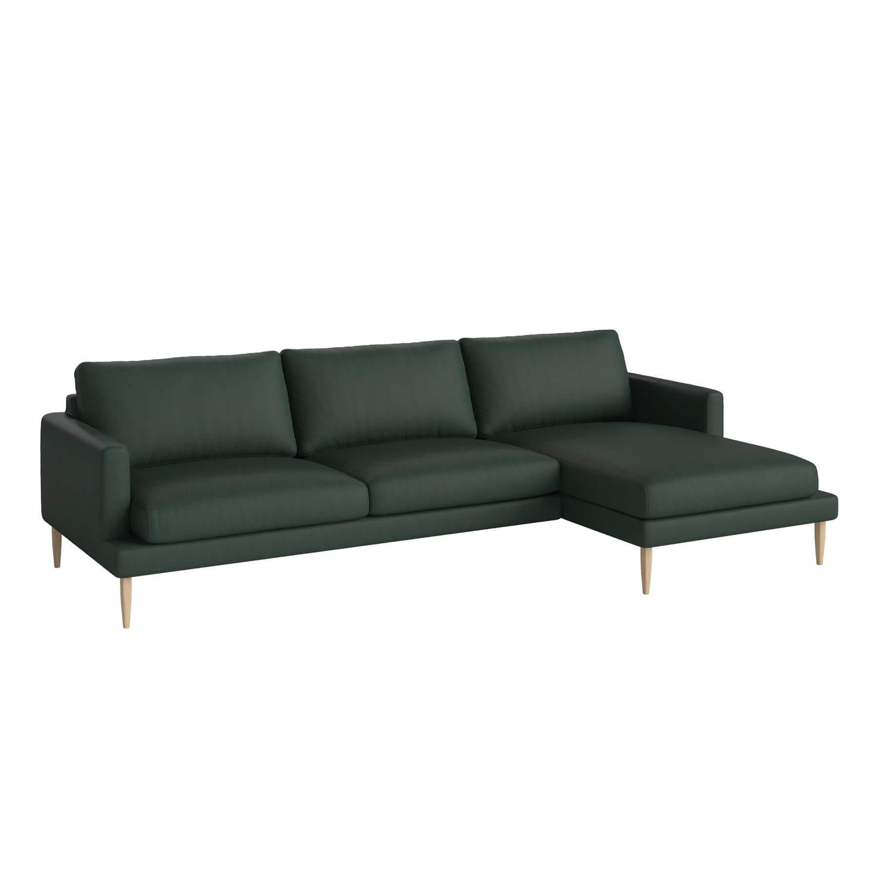 Bolia Veneda Sofa 35 Seater Sofa With Chaise Longue White Oiled Oak Gaja Dark Green Right Green Designer Furniture From Holloways Of Ludlow