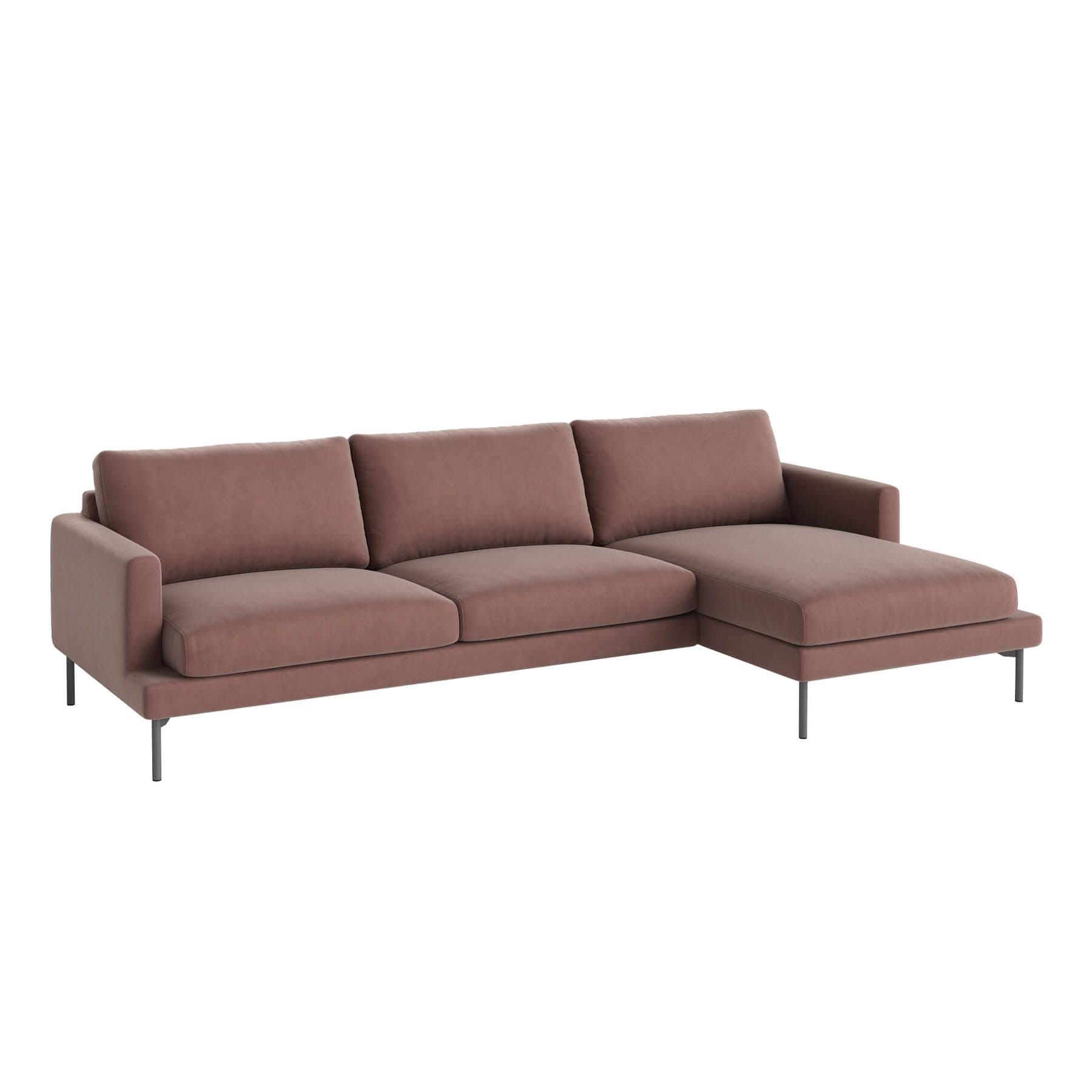 Bolia Veneda Sofa 35 Seater Sofa With Chaise Longue Grey Laquered Steel Ritz Light Rosa Right Pink Designer Furniture From Holloways Of Ludlow