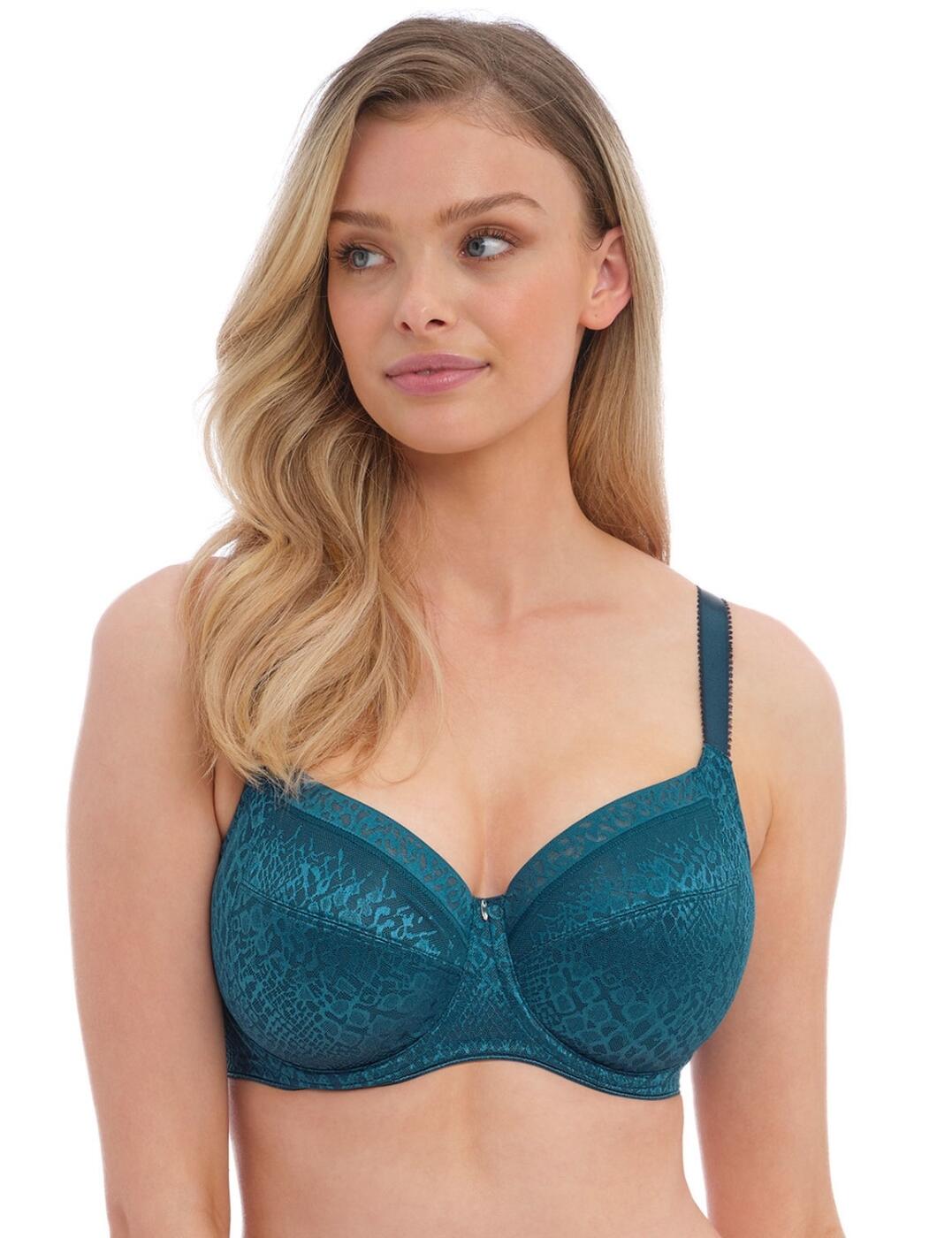 This uniquely patterned full-cup bra from the Envisage range by Fantasie is perfect for any occasion with its discrete coverage. The full-cup design allows for complete security and comfort. This piece boasts underwiring for uplift whilst the moulded cup creates a smooth look to your curves. Also with side support, from the reinforced side panels, this bra keeps a firm hold of your bust. With the wide adjustable straps and a hook and eye fastening, it's clear to see how many supportive features this bra provides, which is perfect for ladies with slightly bigger busts.  Elegant design Adjustable straps Hook and eye closure Supportive features throughout Full cup coverage Underwired and moulded Non-padded Comfortable everyday wear Country of origin: Tunisia Composition: 66% Polyamide &pipe; 21% Polyester &pipe; 13% Elastane Listed in UK sizes  58026-102242-1338849 6911 Underwired Full Cup Side Support Bra