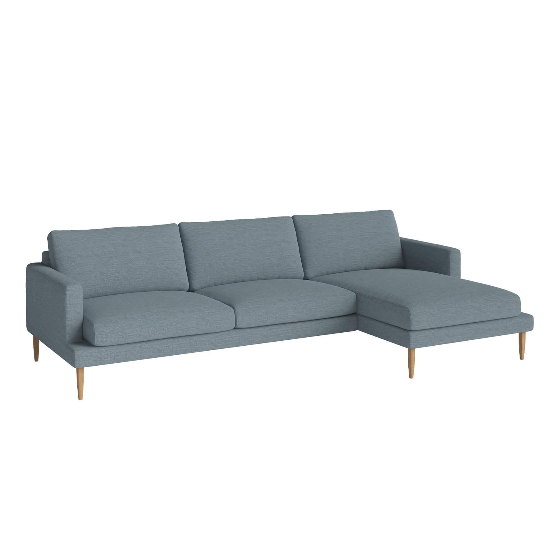 Bolia Veneda Sofa 35 Seater Sofa With Chaise Longue Oiled Oak Laine Light Blue Right Blue Designer Furniture From Holloways Of Ludlow